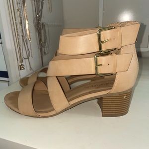 City Classified Strappy Nude/Tan Chunky Heeled Sandals
